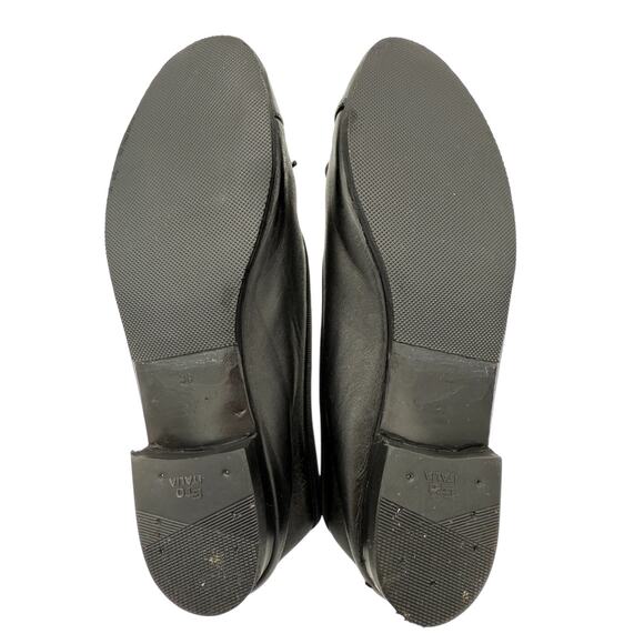 Chanel CC Cap Toe Black Leather Ballet Flat Shoes Size 38 US 7-7.5 - Picture 8 of 11